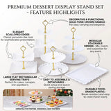6-Piece Tiered Cake Stand Set for Afternoon Tea, Weddings & Parties – Embossed-Style Plastic Dessert Display, White