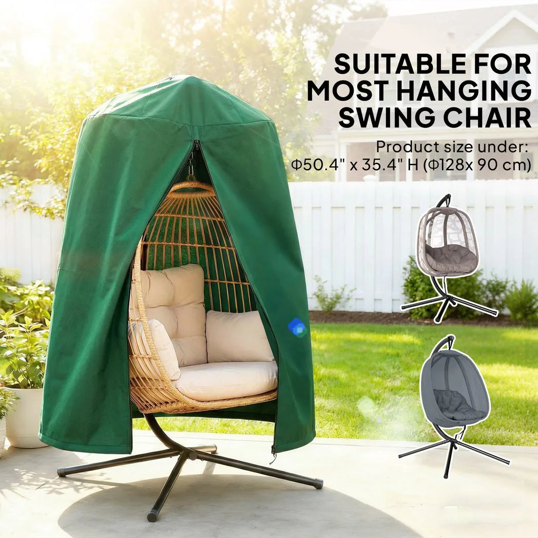 Outsunny Hanging Egg Chair Cover, 190 x 128 cm – Waterproof UV Resistant Oxford Cloth with Zip, Green