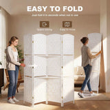 HOMCOM 4 Panel Folding Room Divider with Two Shelves & Arched Top – Freestanding Privacy Screen, 160 x 170cm, White