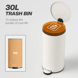 HOMCOM 30L Kitchen Pedal Bin with Soft-Close Lid and Removable Inner Bucket – Fingerprint-Resistant, Cream