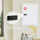 HOMCOM Wall Mount Medicine Cabinet with Combination Lock, Door and Storage Shelves – Bathroom Storage, White
