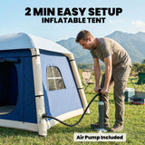 Outsunny Inflatable Camping Tent with Hand Pump – 1–2 Person Blackout Blow Up Air Tent with Carry Bag, Dark Blue
