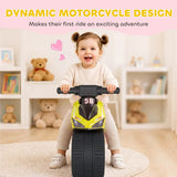 AIYAPLAY Toddler Balance Bike with Music, Extra-Wide PP Tyres & Motorbike Design – Boys and Girls Ride-On, Green