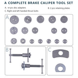 23 Piece Disc Brake Caliper Piston Rewind Tool Kit with Left & Right Spindles – Universal Car Brake Wind Back Set