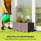 Outsunny Self-Watering Raised Garden Bed with Legs – Rattan-Effect Plastic Planter Boxes, 80 x 40cm