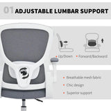 HOMCOM Draughtsman Chair with Adjustable Lumbar & Flip-up Armrests – Mesh Back Drafting Chair, Charcoal grey