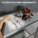 HOMCOM 3-Tier Stainless Steel Bakers Rack with Adjustable Shelves – Microwave Stand and Kitchen Storage, Silver