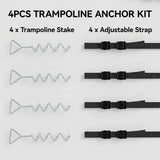 SPORTNOW Trampoline Anchor Kit with 4 Galvanised Steel Spiral Stakes & Adjustable Straps – 32cm Ground Anchors