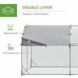 PawHut Walk-In Galvanised Chicken Run with Water-Resistant Covers – Poultry Playpen for Chickens & Ducks