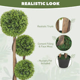 HOMCOM Decorative Artificial Trees Boxwood Ball Topiary Trees Set of 2 in Pot