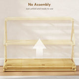 HOMCOM 3-Tier Folding Bamboo Shoe Rack – Holds 9 Pairs, No Assembly, Natural