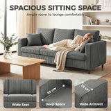 HOMCOM 3 Seater Corduroy Sofa with Extra-Wide 196cm Seat and Pocket Spring Cushions – Light Grey