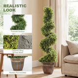 HOMCOM Artificial Spiral Cypress Topiary Trees with Pot – Set of 2