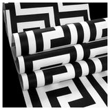 Debona Athena Greek Key Metallic Glitter Wallpaper, White and Black – 10m Roll
