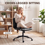 HOMCOM Armless Home Office Chair with 62cm Wide Seat & Rocking Function – Cross-Legged Swivel Chair, Black