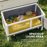PawHut Wooden Rabbit Hutch with Asphalt Roof & Pull-Out Tray – Elevated Outdoor House for Small Animals
