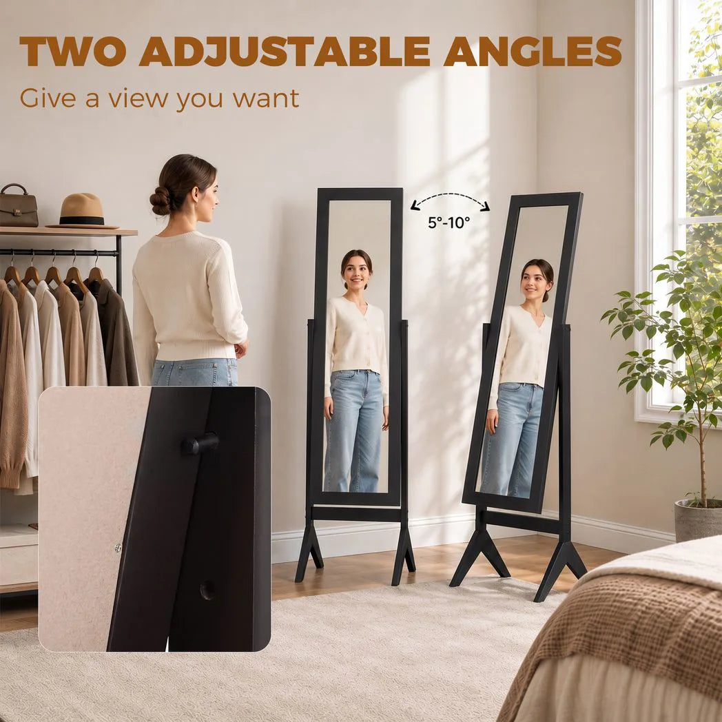 HOMCOM Freestanding Adjustable Angle Dressing Mirror, Full Length Mirror for Bedroom, Living Room