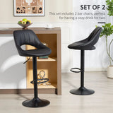 HOMCOM Set of 2 Faux Leather Bar Stools with Padded Seat and 360° Swivel – Adjustable Height, Black