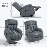 HOMCOM Power Lift Recliner Chair with Vibration Massage, Footrest and Remote – Electric Riser Chair, Grey