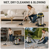 HOMCOM 1400W Wet and Dry Vacuum Cleaner with Blower Mode, 30L Stainless Steel Tank, 5-Layer Filter – Yellow