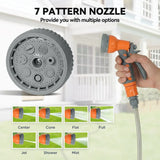 DURHAND 10m Wall-Mounted Auto-Rewind Garden Hose Reel with 7-Pattern Spray Nozzle, Orange