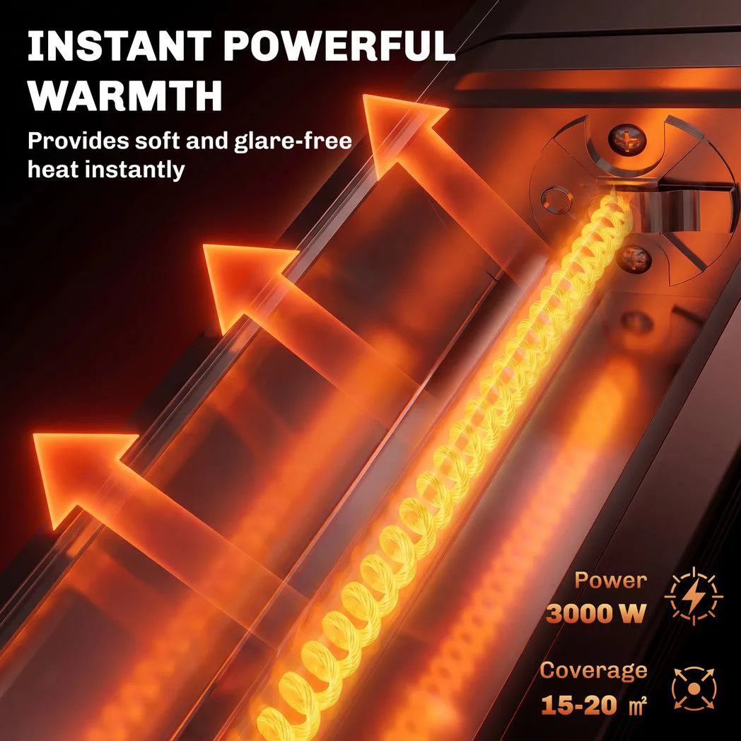 Outsunny 3000 W Wall-Mounted Electric Infrared Patio Heater, 9 Heat Settings, 24 H Timer, IP65 – Black