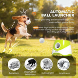 PawHut Automatic Dog Ball Launcher with 5 ETPU Balls, 3 Distance Settings – Indoor and Outdoor Fetch, Green