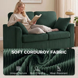 HOMCOM 2 Seater Corduroy Sofa with Pocket Spring Cushion – Compact Loveseat, Dark Green