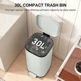HOMCOM 30L Pedal Kitchen Bin with Soft-Close Lid and Removable Bucket – Compact Metal Rubbish Bin, Green