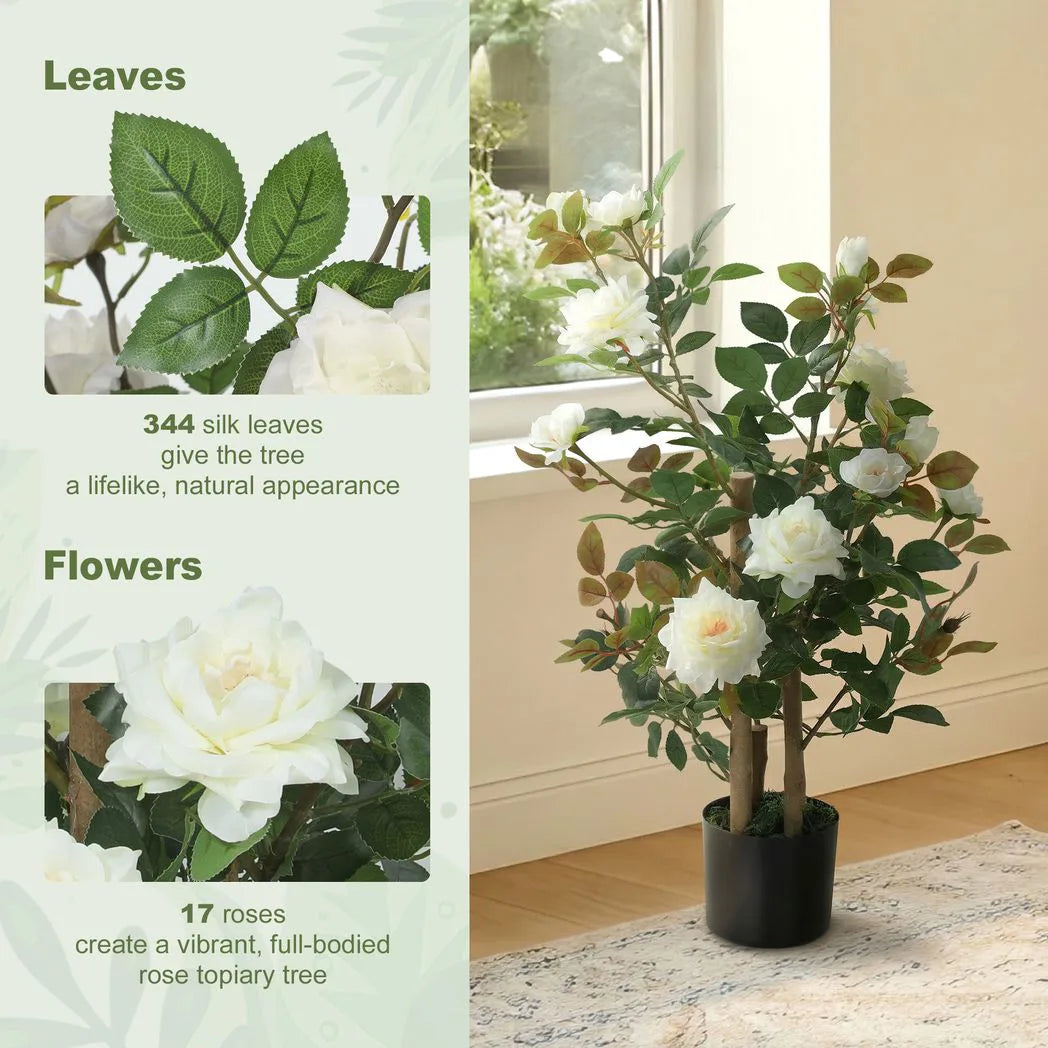 HOMCOM 90cm Artificial Rose Tree