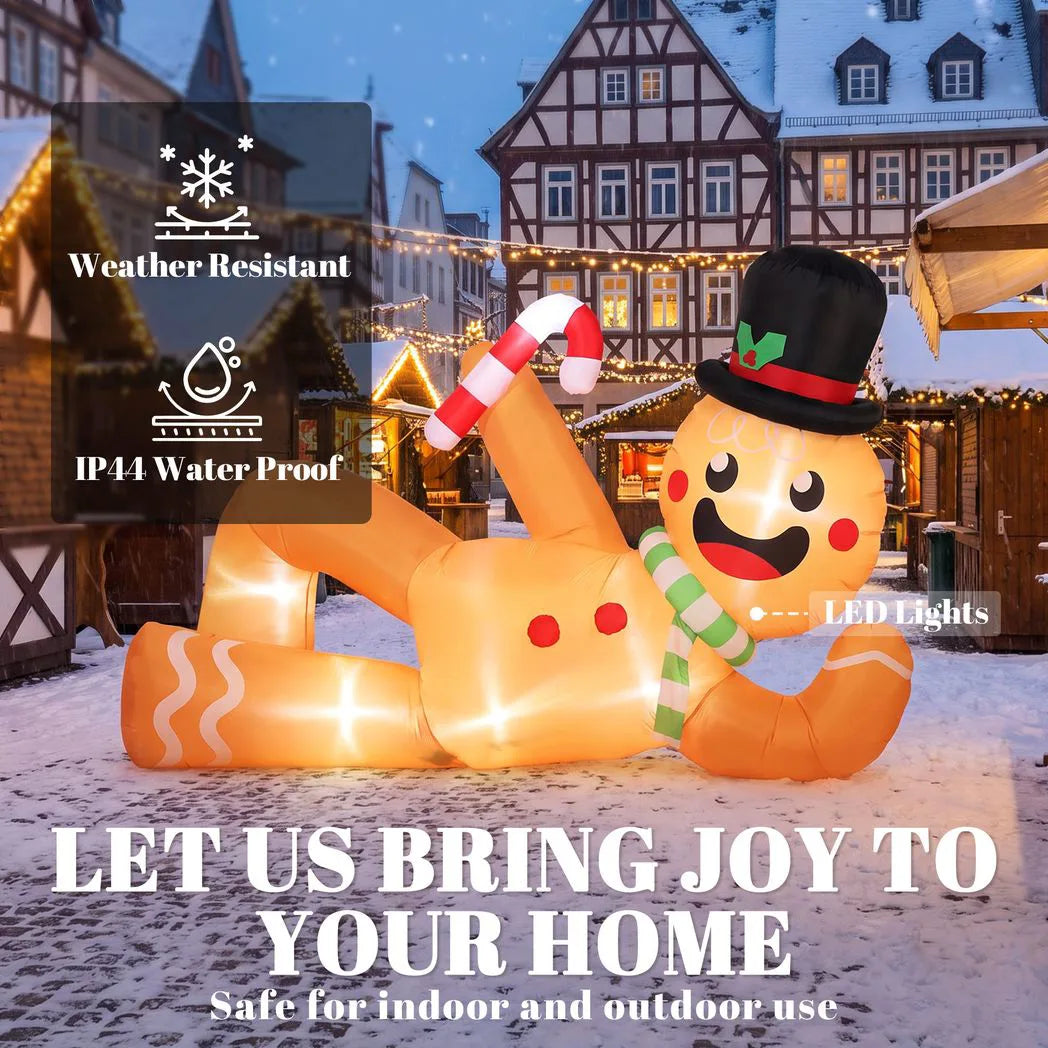 Outsunny 9.8ft Giant Christmas Inflatable Gingerbread Man Side-Lying
