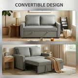 HOMCOM Double Click Clack Sofa Bed with Adjustable Backrest – 3-in-1 Pull-Out Bed for Living Room, Grey