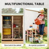 Outsunny Fir Wood Garden Shed with Asphalt Roof, Lockable Door and Removable Table – 140 x 75cm, Natural