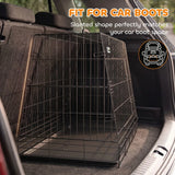 PawHut 90 cm Collapsible Slanted Car Dog Crate with Tray – Foldable Travel Cage for Medium to Large Dogs