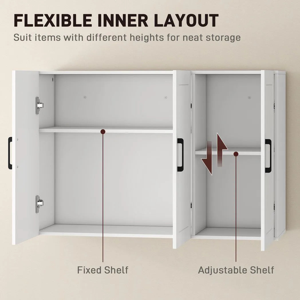 HOMCOM 90 cm Wall-Mounted Bathroom Cabinet with Soft-Close Doors and Adjustable Shelf – White