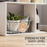 HOMCOM S-Shaped 5-Tier Bookcase, Freestanding Wooden Bookshelf – Home Office Display Storage Rack, White