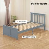 HOMCOM 3ft Single Pine Storage Bed Frame with 2 Wheeled Drawers, Headboard & Slats – Solid Wood, Grey