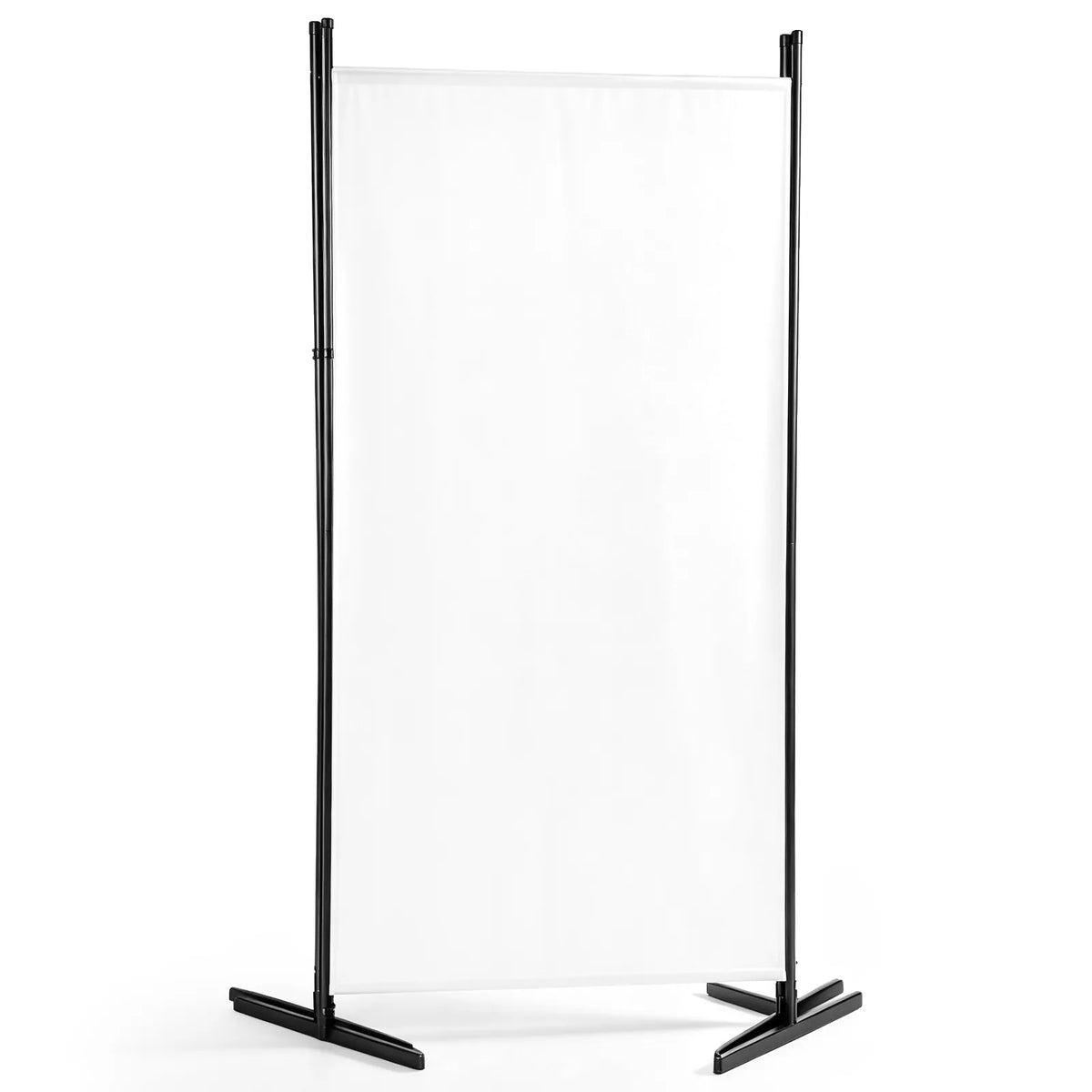 3-Panel Folding Room Divider Screen, 6ft Polyester Fabric, Carbon Steel Frame – Privacy Partition, Off-White