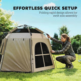 Outsunny Pop Up Tent for 3-4 Persons with 2 Doors & 4 Windows – 3000mm Waterproof Blackout Camping Tent, Khaki