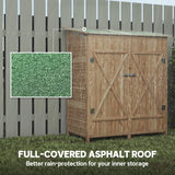 Outsunny Fir Wood Garden Shed with Asphalt Roof, Lockable Door and Removable Table – 140 x 75cm, Natural