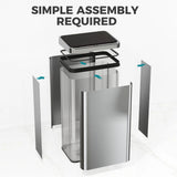 HOMCOM 50L Stainless Steel Sensor Bin with Soft-Close Lid – Touchless Automatic Kitchen Bin, Silver Tone