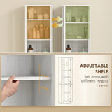 HOMCOM Tall Bathroom Storage Cabinet with 6 Tiers, Adjustable Shelf and 4 Soft-Close Doors – Slim Floor Cabinet, White