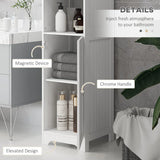 HOMCOM Slim Tall Bathroom Storage Cabinet with 3 Open Shelves and Adjustable Shelf – Space-Saving, White