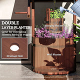 Outsunny Wood Wishing Well for Outside with Hanging Bucket