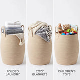 65L Foldable Laundry Basket with Handles – Fabric Washing Hamper & Storage Bin, Modern Minimalist, Beige