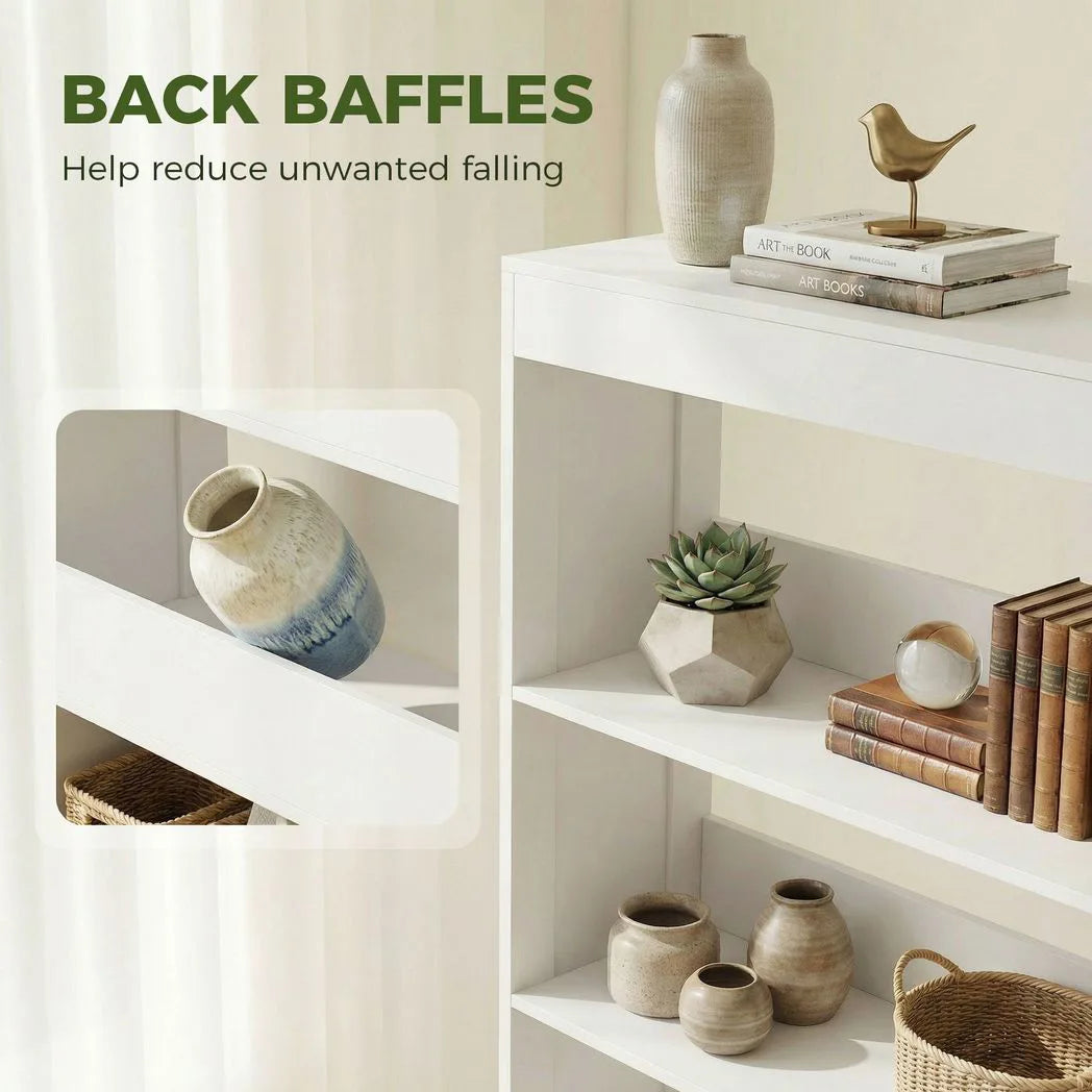 HOMCOM 6-Tier Bookcase with Open Shelves and Cubes, 180 cm Tall Display Shelf with Anti-Tipping Design, White