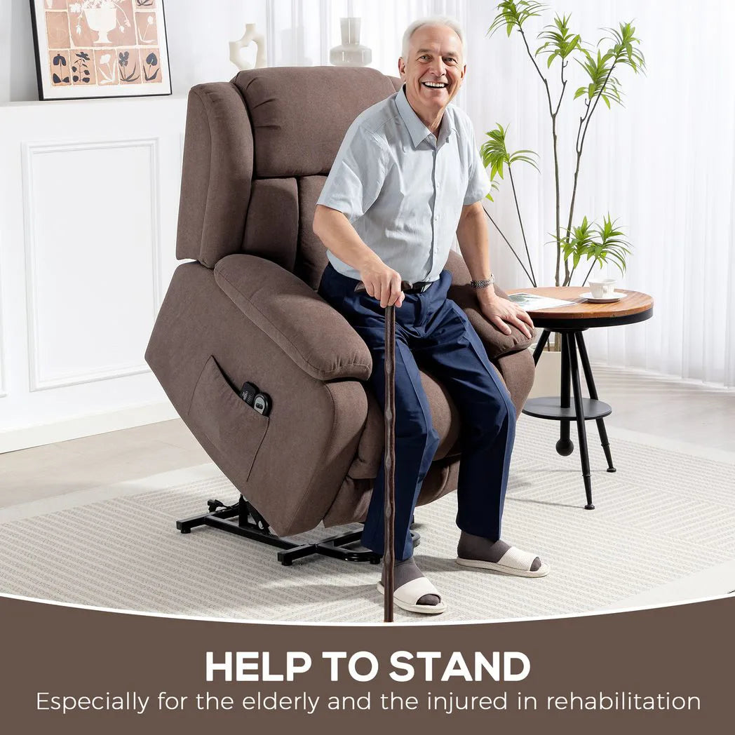 HOMCOM Power Lift Recliner Chair with Vibration Massage and Remote – Riser Chair for Elderly, Dark Brown