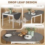 HOMCOM Wooden Drop-Leaf Dining Table for 4–6 People – Folding Pine Wood Table with Anti-Slip Feet, Grey