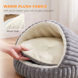 PawHut Cat Bed Cave with Non-Slip Base & Washable Cushion – Warm Plush Semi-Enclosed House for Indoor Kittens