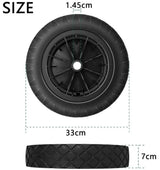 14 Inch 3.50-8 Solid PU Wheelbarrow Wheel – Puncture-Proof Heavy Duty Tyre for Handcarts, Black